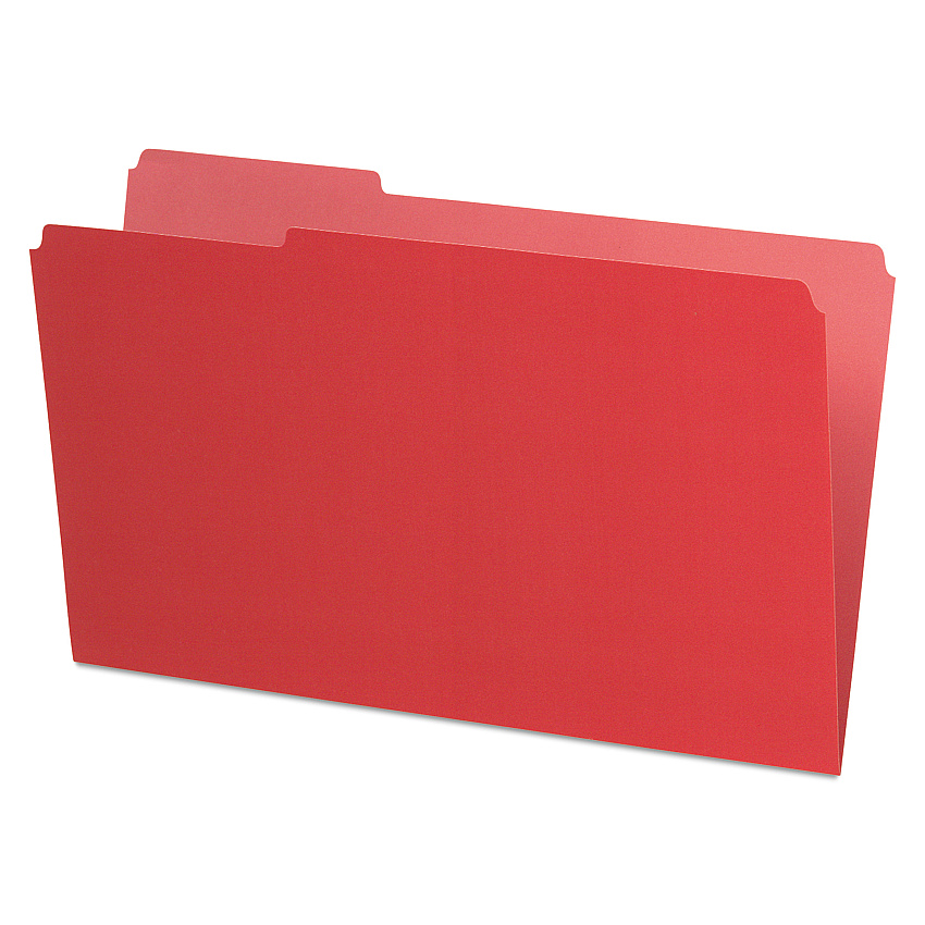 Pendaflex Interior File Folders, 1/3-Cut Tabs: Assorted, Legal Size, Red, 100/Box (435013RED)