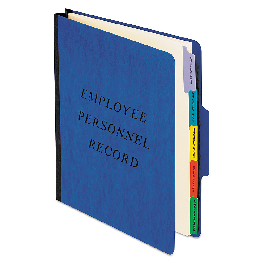 Pendaflex Vertical-Style Personnel Folders, 2" Expansion, 5 Dividers, 2 Fasteners, Letter Size, Blue Exterior (SER1BL)