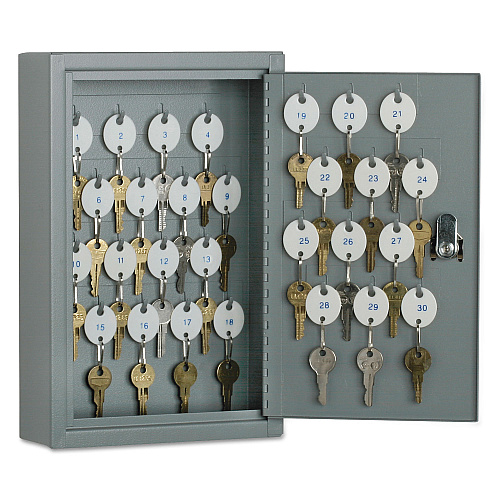 AbilityOne 7125011515435, SKILCRAFT Locking Key Cabinet, 30-Key, Steel, Gray, 8 x 2.63 x 12.25