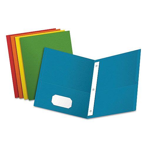 Oxford Twin-Pocket Folders with 3 Fasteners, 0.5" Capacity, 11 x 8.5, Assorted, 25/Box (57713)