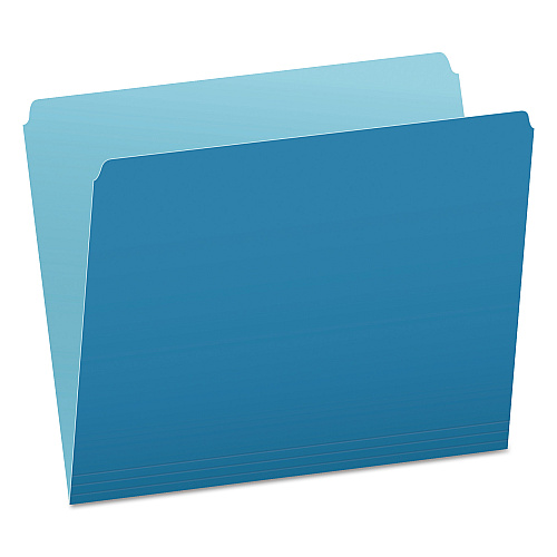 Pendaflex Colored File Folders, Straight Tabs, Letter Size, Blue/Light Blue, 100/Box (152BLU)