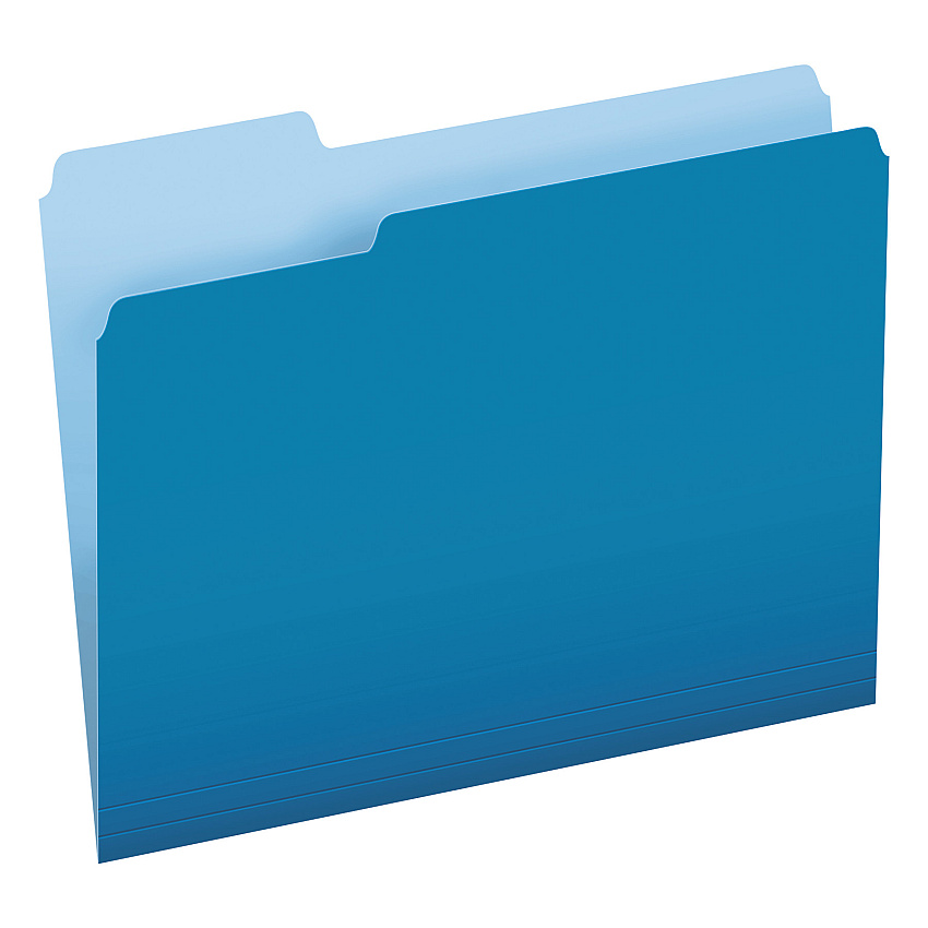 Pendaflex Colored File Folders, 1/3-Cut Tabs: Assorted, Letter Size, Blue/Light Blue, 100/Box (15213BLU)