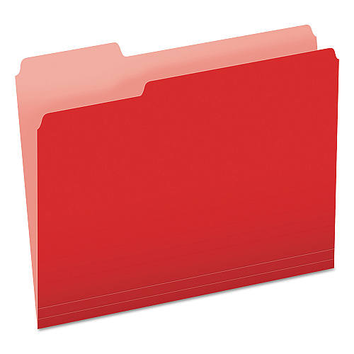 Pendaflex Colored File Folders, 1/3-Cut Tabs: Assorted, Letter Size, Red/Light Red, 100/Box (15213RED)