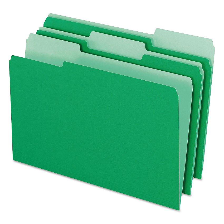 Pendaflex Colored File Folders, 1/3-Cut Tabs: Assorted, Legal Size, Green/Light Green, 100/Box (15313BGR)