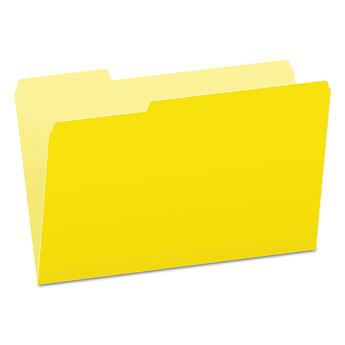 Pendaflex Colored File Folders, 1/3-Cut Tabs: Assorted, Legal Size, Yellow/Light Yellow, 100/Box (15313YEL)