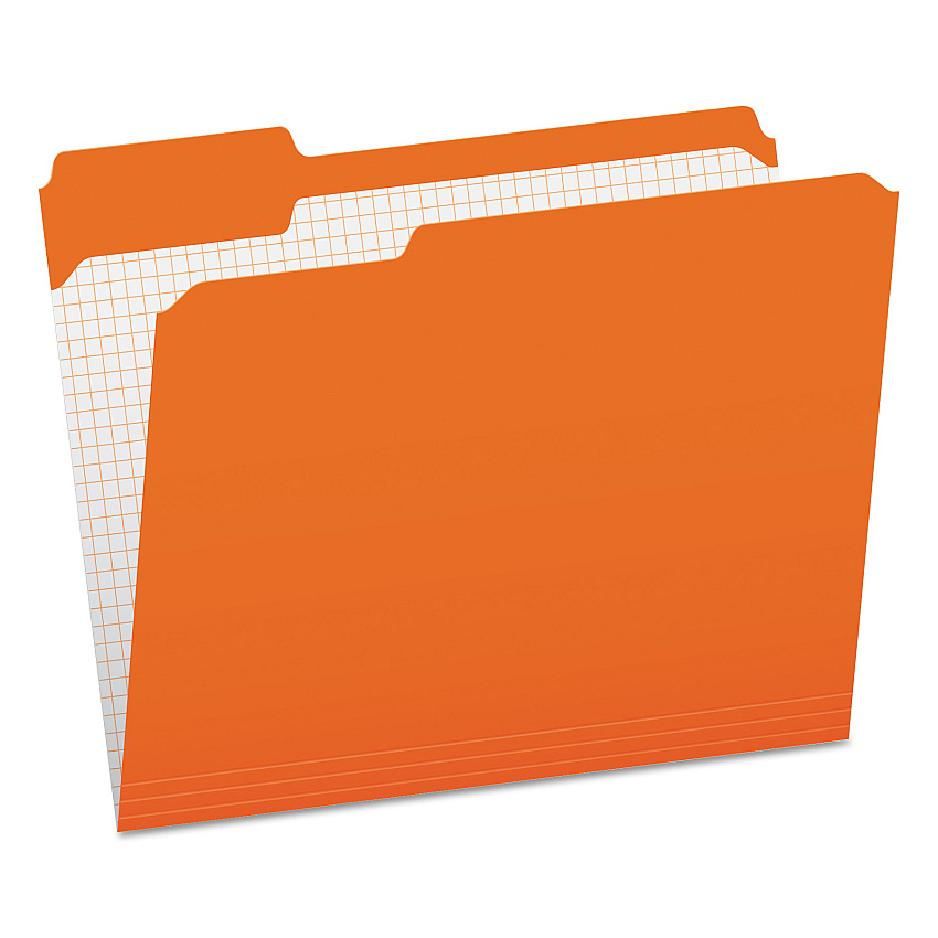 Pendaflex Double-Ply Reinforced Top Tab Colored File Folders, 1/3-Cut Tabs: Assorted, Letter Size, 0.75" Expansion, Orange, 100/Box (R15213ORA)