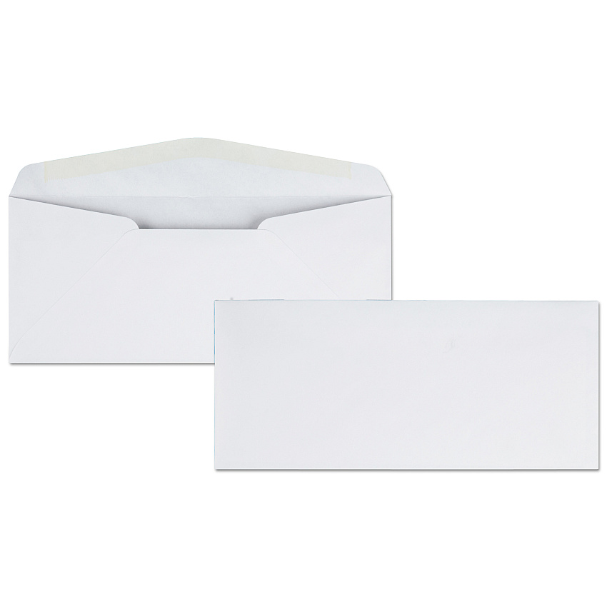 Quality Park Business Envelope, #10, Commercial Flap, Diagonal Seam, Gummed Closure, 24 lb Bond Weight Paper, 4.13 x 9.5, White, 500/Box (11112)