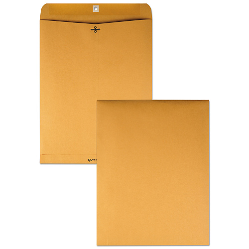Quality Park Clasp Envelope, 28 lb Bond Weight Kraft, #110, Square Flap, Clasp/Gummed Closure, 12 x 15.5, Brown Kraft, 100/Box (37910)