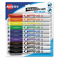 Marks A Lot Pen-style Dry Erase Markers, Medium Bullet Tip, Assorted Colors, 10/pack (24495)