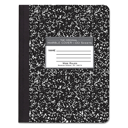 Roaring Spring Marble Cover Composition Book, Wide/Legal Rule, Black Marble Cover, (100) 9.75 x 7.5 Sheets (77230)