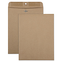Quality Park Recycled Brown Kraft Clasp Envelope, #90, Square Flap, Clasp/Gummed Closure, 9 x 12, Brown Kraft, 100/Box (38711)