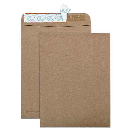 Quality Park Recycled Brown Kraft Redi-Strip Envelope, #10 1/2, Cheese Blade Flap, Redi-Strip Closure, 9 x 12, Brown Kraft, 100/Box (44511)