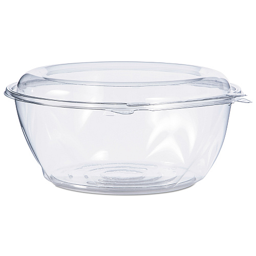 Dart Tamper-Resistant, Tamper-Evident Bowls with Dome Lid, 64 oz, 8.9" Diameter x 4"h, Clear, Plastic, 100/Carton (CTR64BD)