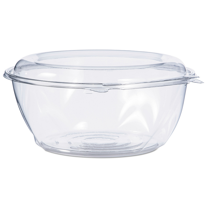 Dart Tamper-Resistant, Tamper-Evident Bowls with Dome Lid, 64 oz, 8.9" Diameter x 4"h, Clear, Plastic, 100/Carton (CTR64BD)