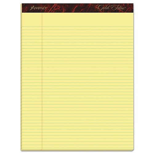 Ampad Gold Fibre Quality Writing Pads, Narrow Rule, 50 Canary-Yellow 8.5 x 11.75 Sheets, Dozen (20022)