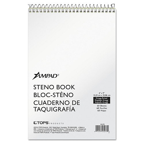 Ampad Steno Pads, Gregg Rule, Tan Cover, 60 Green-Tint 6 x 9 Sheets (25270)