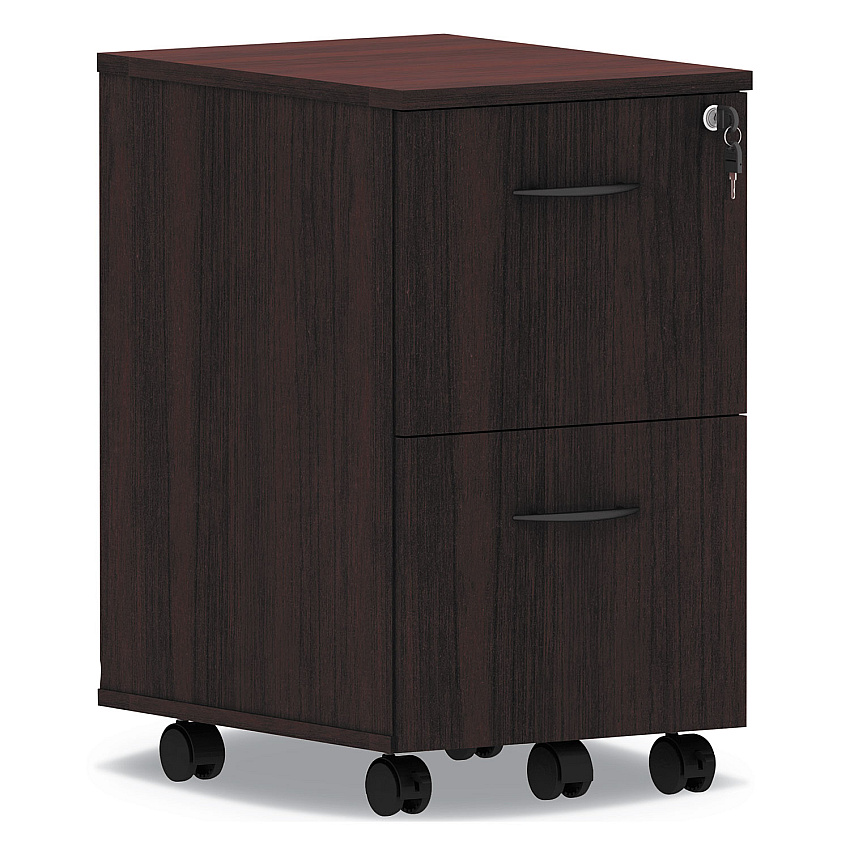 Alera Valencia Series Mobile Pedestal, Left or Right, 2 Legal/Letter-Size File Drawers, Mahogany, 15.38" x 20" x 26.63" (ALEVA582816MY)