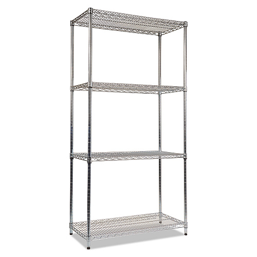 Alera NSF Certified Industrial Four-Shelf Wire Shelving Kit, 36w x 18d x 72h, Silver (ALESW503618SR)