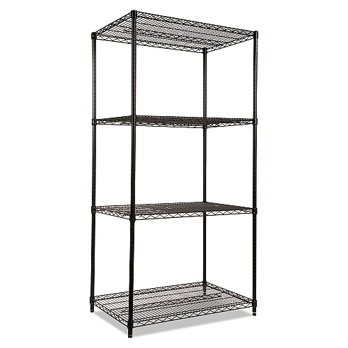 Alera NSF Certified Industrial Four-Shelf Wire Shelving Kit, 36w x 24d x 72h, Black (ALESW503624BL)