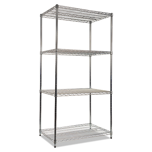 Alera NSF Certified Industrial Four-Shelf Wire Shelving Kit, 36w x 24d x 72h, Silver (ALESW503624SR)