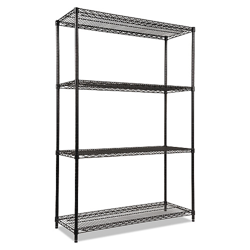 Alera NSF Certified Industrial Four-Shelf Wire Shelving Kit, 48w x 18d x 72h, Black (ALESW504818BL)