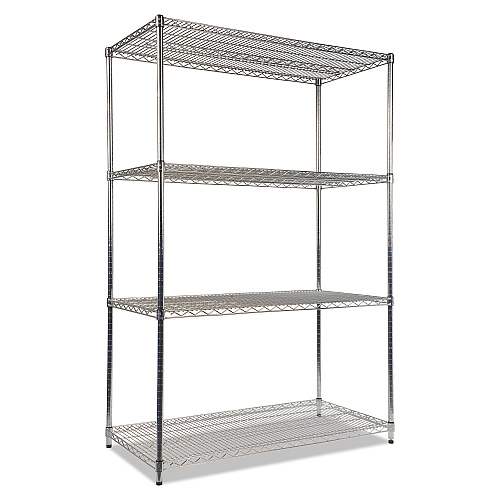 Alera NSF Certified Industrial Four-Shelf Wire Shelving Kit, 48w x 24d x 72h, Silver (ALESW504824SR)