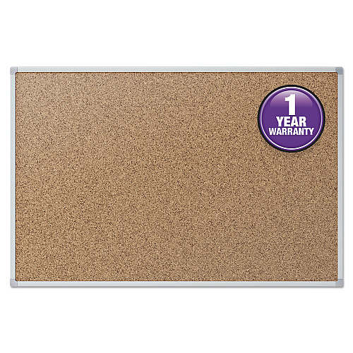Mead Cork Bulletin Board, 36 x 24, Tan Surface, Silver Aluminum Frame (85361)
