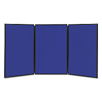 Quartet Show-It! Display System, Three-Panel Display, 72 x 36, Blue/Gray Surface, Black PVC Frame (SB93513Q)