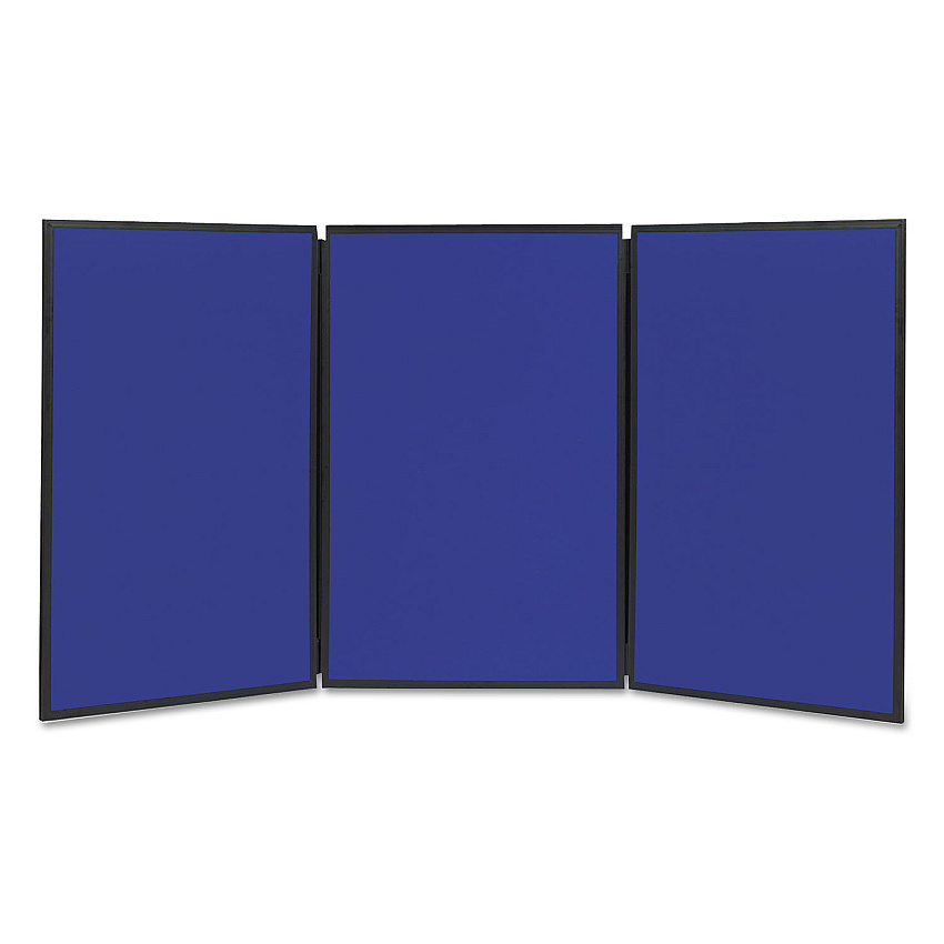 Quartet Show-It! Display System, Three-Panel Display, 72 x 36, Blue/Gray Surface, Black PVC Frame (SB93513Q)