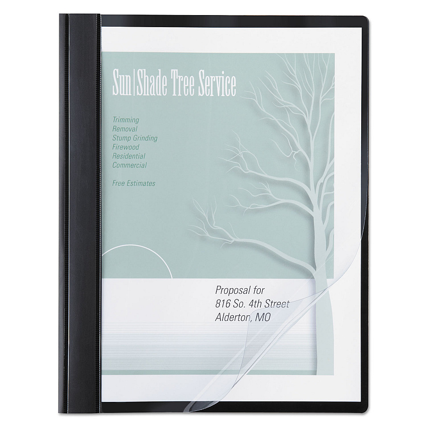 Acco Clear Front Vinyl Report Cover, Prong Fastner, 0.5" Capacity, 8.5 x 11, Clear/Black, 10/Pack (26101)