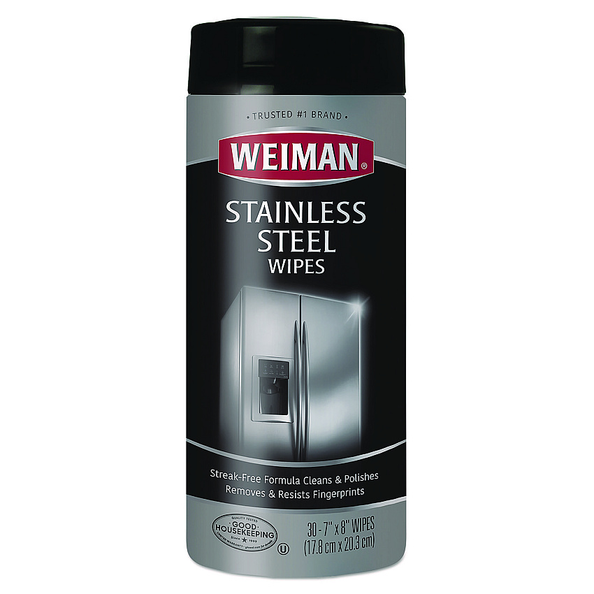 WEIMAN Stainless Steel Wipes, 1-Ply, 7 x 8, White, 30/Canister (92)