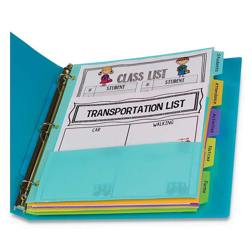 C-Line Index Dividers with Multi-Pockets, 5-Tab, 11.5 x 10, Assorted, 1 Set (07650)
