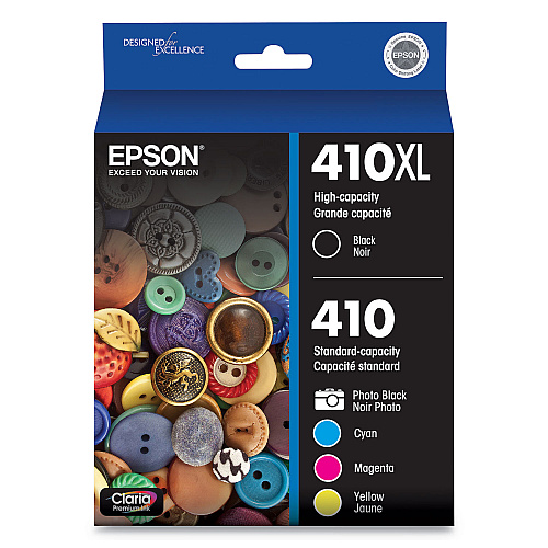 Epson T410XL-BCS (410XL) Claria High-Yield Ink, 650 Page-Yield, Black/Cyan/Magenta/Yellow