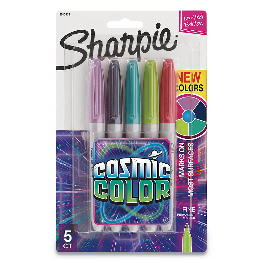Sharpie Cosmic Color Permanent Markers, Medium Bullet Tip, Assorted Cosmic Colors, 5/Pack (2010953)