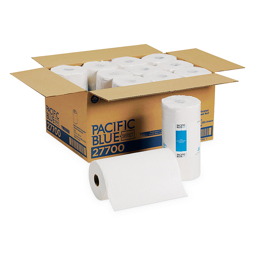 Georgia Pacific Professional Pacific Blue Select Two-Ply Perforated Paper Kitchen Roll Towels, 2-Ply, 11 x 8.8, White, 250/Roll, 12 Rolls/Carton (27700)