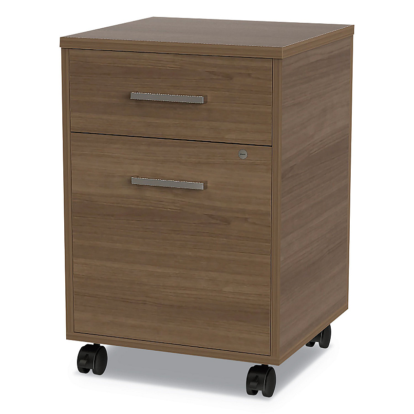 Linea Italia Urban Mobile File Pedestal, Left or Right, 2-Drawers: Box/File, Legal/A4, Natural Walnut, 16" x 15.25" x 23.75" (UR610NW)