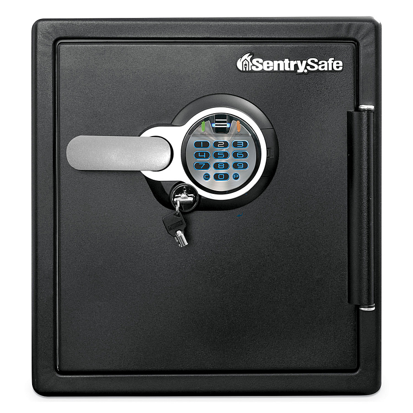 SentrySafe Fire-Safe with Biometric and Keypad Access, 1.23 cu ft, 16.3w x 19.3d x 17.8h, Black (SFW123BSC)