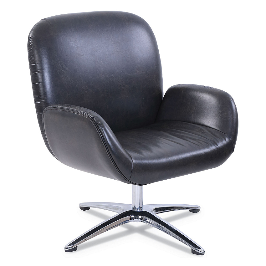 SertaPedic Tavern Collection Lounge Chair, 31.25" x 29.25" x 37.25", Distressed Brown Seat, Distressed Brown Back, Chrome/Silver Base (49688)
