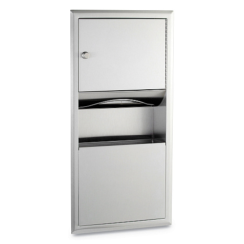 Bobrick ClassicSeries Recessed Paper Towel Dispenser/Waste Receptacle, 14 x 3.94 x 28, Stainless Steel (369)