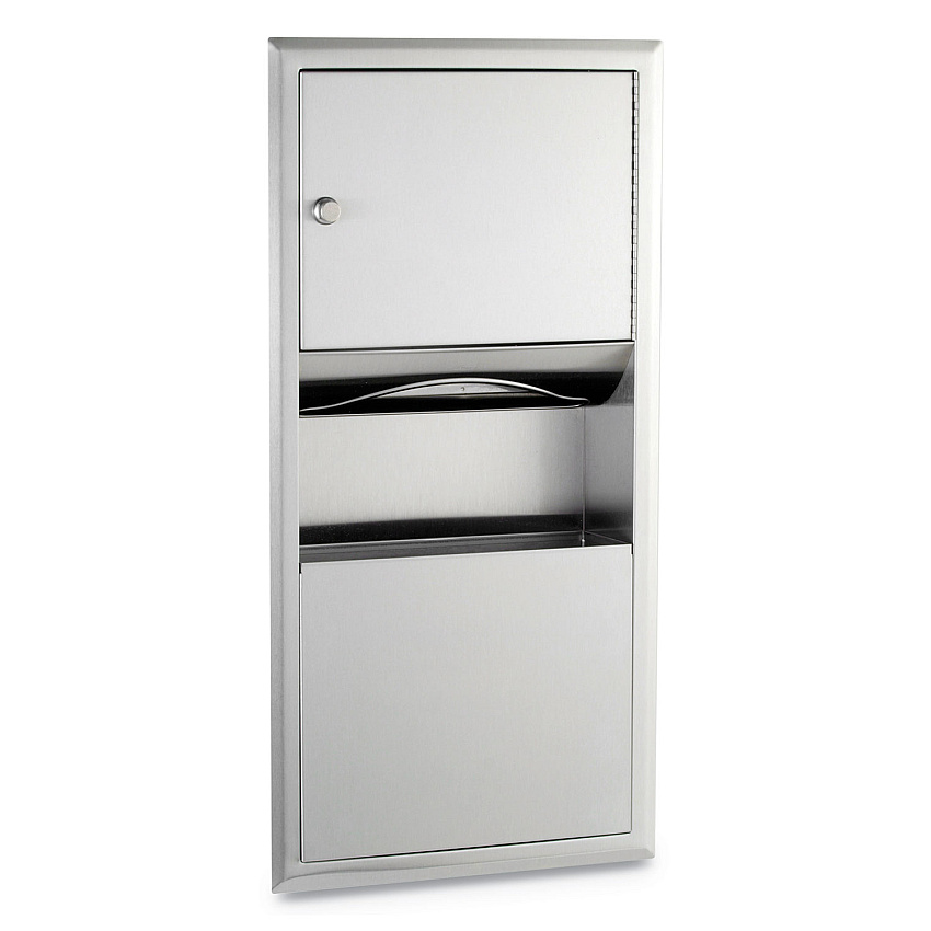 Bobrick ClassicSeries Recessed Paper Towel Dispenser/Waste Receptacle, 14 x 3.94 x 28, Stainless Steel (369)