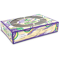 SCT Mardi Gras King Cake Window Boxes, 14 x 10 x 3, Green/Purple/White, Paper, 100/Carton (2487)