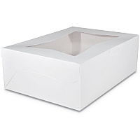 SCT White Window Bakery Boxes with Tuck-in Lid, 14 x 10 x 6.5, White, Paper, 100/Carton (23103)