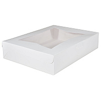 White Window Bakery Boxes With Tuck-in Lid, 19 X 14 X 6.5, White, Paper, 50/carton