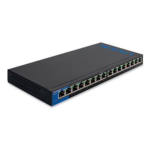 Linksys Business Desktop Gigabit PoE+ Switch, 16 Ports 16 Ports - Gigabit Ethernet - 10/100/1000Base-T - 2 Layer Supported - 13.41 W Power Consumption - 80 W PoE Budget - Twisted Pair - PoE Ports - Black - Wall Mountable, Desktop (LGS116P)
