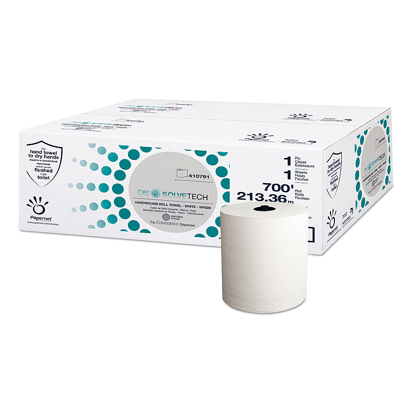 Papernet&reg; DissolveTech Hardwound Towels, White, 700-ft., 6 Rolls (410791)