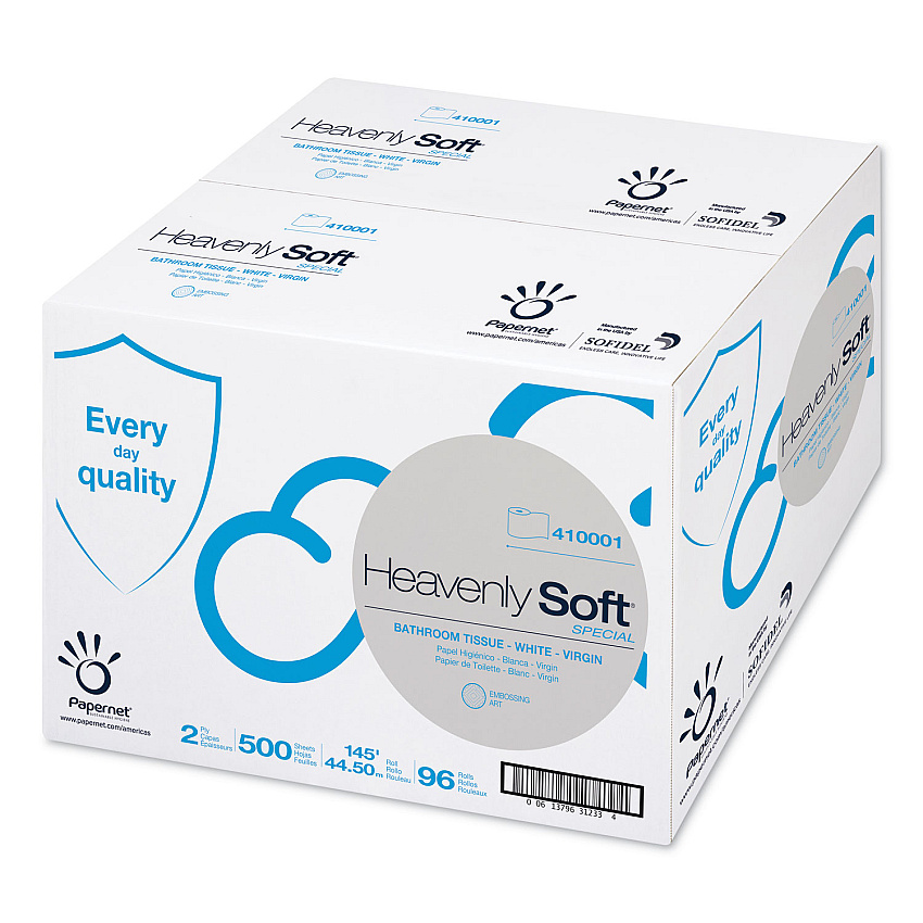 Papernet&reg; Heavenly Soft Toilet Paper, 2-Ply, 500 Sheets/Roll, 96 Rolls/Carton (410001)