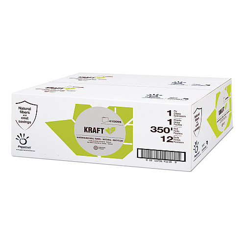 Papernet Kraft Tech Hardwound Paper Towel, Kraft, 1-Ply, 5.5 x 5.5, Brown, 350 ft/Roll, 12 Rolls/Carton (410095)
