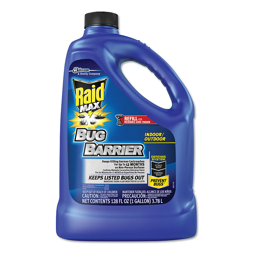 Raid Max Bug Barrier, 128 oz Bottle Refill, 4/Carton (620727)