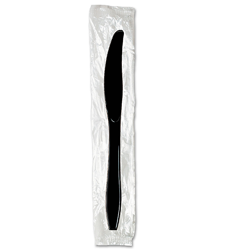 Dixie Individually Wrapped Heavyweight Knives, Polystyrene, Black, 1,000/Carton (KH53C7)