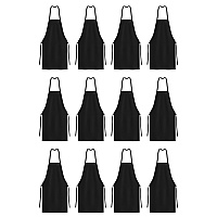 Mariposa Bib Apron 33x30 Black - Pack Of 12 (APRN-B-SPUN)
